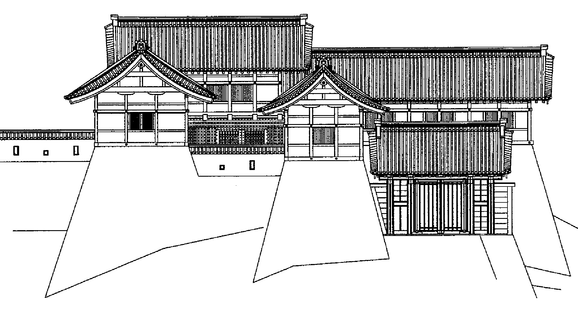 安土城黒鉄門櫓群図